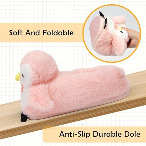 Aopuro Cute Women Penguin Animal Slippers Fluffy Warm Plush House Shoes Novelty Soft Slippers Cartoon Gifts for Birthday Christmas thumbnail 2