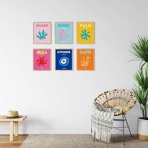 TwoDays Preppy Room Décor Aesthetic, Preppy Wall Decor, Preppy Travel Prints, Preppy Stuff, Preppy Things, Preppy Posters for Teen Girl Room (8" x 10"，Set of 6, UNFRAMED) thumbnail 2