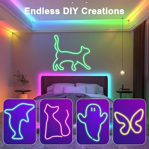 Macchiatto Neon LED Strip 2 x 5m, Led Streifen Wasserdichte Flexible LED Lichtband mit App und Fernbedienung,Farbwechsel LED Lichterkette für Wohnzimmer,Schlafzimmer, Spielzimmer thumbnail 6