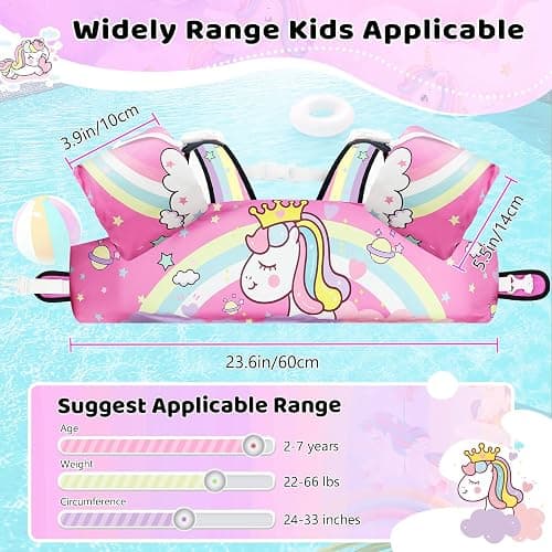 Vvinca Separable Toddler Swim Vest Fit 22-66 Lbs（1-6 Years）|2025 Newest 3 in 1 Pool Float & Arm Bands Boys and Girls, Adjustable Sturdy Safety for Infant 1 2 3 4 5 6 Year - A-Princess thumbnail 4