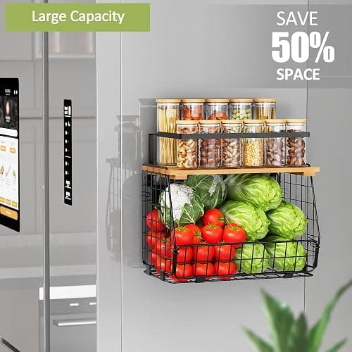 GGIU Magnetic Shelf for Fridge: Fruit Potato and Onion Storage Bin - Magnetic Spice Rack for Refrigerator & Kitchen Counter - Pantry Organizers and Storage thumbnail 7