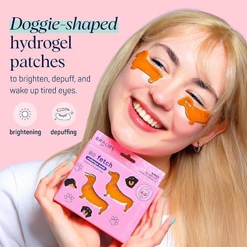 SpaLife So Fetch Hydrogel Under Eye Patches for Dark Circles | Mothers Day Gifts | Dachshund Under Eye Patches for Puffy Eyes | Weiner Dog Undereye Bags | Pack of 8 Pairs (8 Undereye Treatments) thumbnail 2