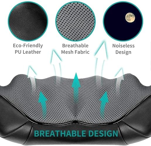 Nekteck Shiatsu Neck Massager for Pain Relief Deep Tissue with Heat, 3D Kneading Massage Pillow Back Shoulder Massagerfor Body Muscle, Plug-in Use for Home Office Car, Gifts for Mom Dad Him Her thumbnail 5
