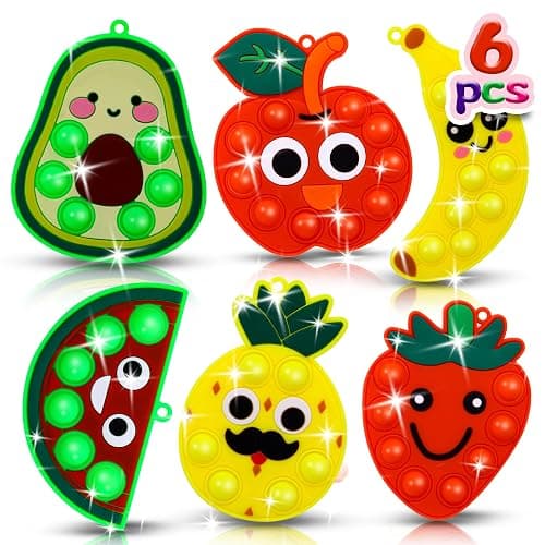 6pcs Fruit Bubble Fidget Toy Set Mini Pop Keychain Sensory Toys for Kids Party Favors Stocking Stuffers Carnival Prizes Classroom Rewards Toddler Stress Relief - Image 1