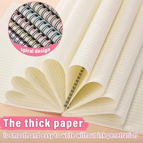Fuutreo 6 Pack Spiral Notebook 10.5x7.45 Notebook,Macaron,Bright Colors | B5 Spiral College Ruled Notebook,140 Page Journal, Writing Kraft Cover Lined Notepad for Office School Journaling thumbnail 4