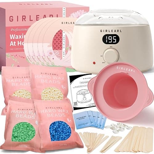 GIRLEARLE Premium Digital Waxing Kit for Women and Men, Wax Warmer Hair Removal at Home with Wax Beads & Silicone Pot, Target Different Types of Sensitive Skin Brazilian Bikini, Facial, Leg, Full body - Image 1