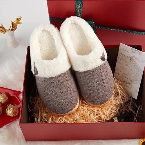 NineCiFun Women's Slip on Fuzzy Slippers Memory Foam House Slippers Outdoor Indoor Warm Plush Bedroom Shoes Scuff with Faux Fur Lining thumbnail 3