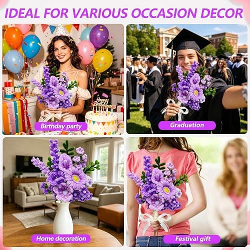 600 PCS Purple Pipe Cleaners Craft Bulk, 6 Pastel Colors Pipe Cleaner Flower Kit, Chenille Stems with Instructions, Floral Wires, Gardening Tape, Stamen, DIY Art and Craft Supplies(Purple Gradient) thumbnail 4