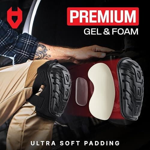 NoCry Professional Gel Knee Pads for Work with Soft Foam and Gel Cushion — Heavy Duty Cap, Reinforced Adjustable Straps, Military-Grade Rivets and Built-in Hang Loops — Perfect for Construction thumbnail 3