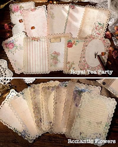 60 Sheets Lace Edged Scrapbook Stationery Paper Assorted Set - 6 Pack Vintage Paper for Letter Writing Scrapbooking Embellishments Planner Bullet Junk Journal Supplies Collage Background 4.9x6.9 Inch thumbnail 5