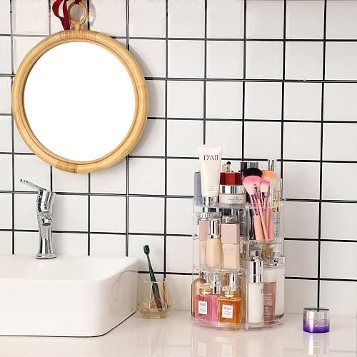 Clear Rotating Makeup Organizer for Vanity,Adjustable Skincare Organizer Countertop,Cosmetic Display Cases for Beauty,Skin Care,Spinning Makeup Stand,Make up Storage Organizer and Perfume organizer thumbnail 4