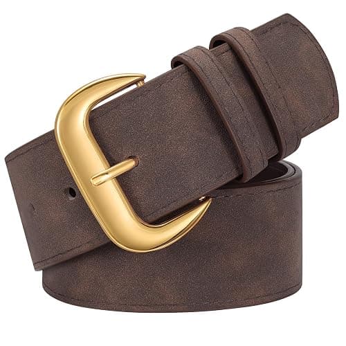WHIPPY Wide Chunky Belt for Women Dresses Fashion Ladies Thick Leather Belt with Gold Buckle - Image 1