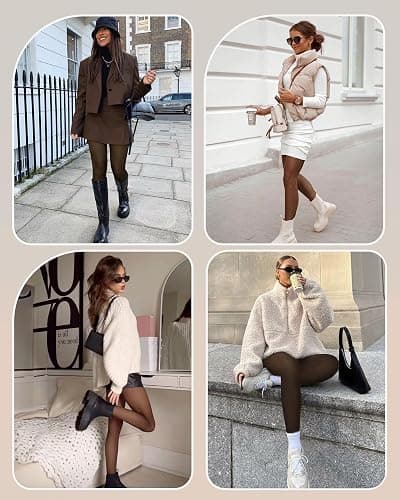 OEAK Womens Fleece Lined Tights Sheer Fake Translucent Pantyhose Thermal Tights High Waisted Footed Leggings thumbnail 5