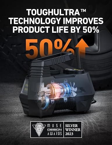 AstroAI AIRUN H Tire Inflator Portable Air Compressor, 12V DC Tire Inflator, Auto Shut-Off with Digital Pressure Gauge & LED Light, Fast Inflation for Ca, Motorcycle, Bike Tires, 9.8Ft Cord, Yellow thumbnail 5