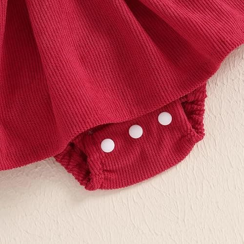 Madjtlqy Newborn Baby Girl Clothes Romper Dress Ruffles Long Sleeve Fall Winter Outfit with Headband thumbnail 6
