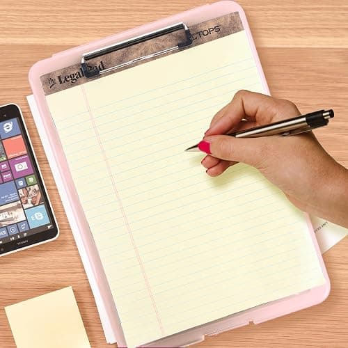 Clipboard with Storage Slim Folding for Nursing, Teachers, Coaches & Office, Plastic Heavy Duty with Pen Holder (9.5” x 13.5”) (Light Pink) thumbnail 2