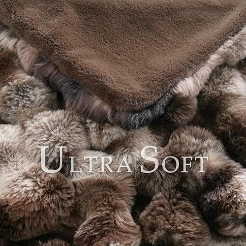 BENVWE Fluffy Faux Fur Throw Blanket for Couch, Soft Plush Thick Cozy Fuzzy Luxury Minky Bubble Blanket for Home Living Room Decor Gift for Women, Tie-dye Coffee, 50" x 60", 1100GSM thumbnail 4