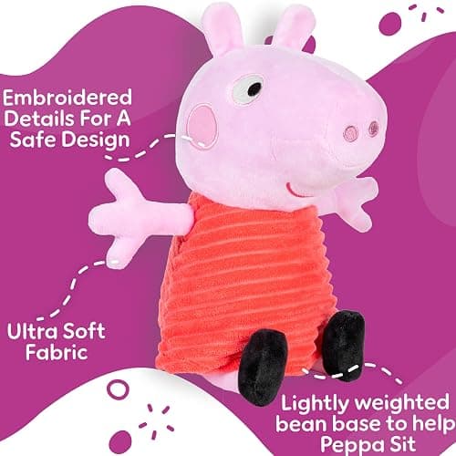 Kids Preferred Peppa Pig 12" Plush, Babies 0 Months and Up, Super Soft, Beans in Bum, Embroidered Details, Ideal for Baby Shower and Expecting Parents thumbnail 3