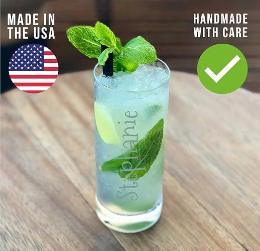 Personalized Gifts Etched 11.5oz Collins Cocktail Glass - Customized Gifts for Women Men, Vertical Name Engraved Highball Glass Birthday Gift, Fun Custom Gift Her, Woman, Regalos Personalizados Vasos thumbnail 5