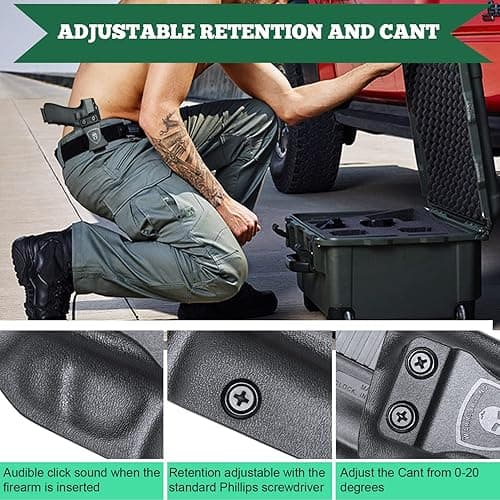 WARRIORLAND Compatible with Glock 43 w/TLR-6 Holster, IWB Kydex Holster Fit G43 / G43X w/TLR6 Laser Light - Not Fit MOS, Inside Waistband Holster, Adj. Cant & Retention, Right/Left Hand Option - A Black(Right Hand Draw (IWB) thumbnail 6