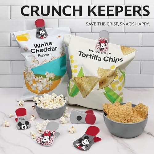 Disney Magnetic Chip Clips – Set of 6 Bag Clips for Food Storage - Mickey, Minnie, Lilo & Stitch, Winnie The Pooh – Durable Airtight Bag Chip Clips for Pantry & Fridge Use thumbnail 3