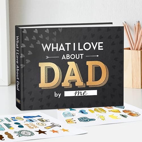 KYRAKO Fathers Day Gift for Dad from Daughter, Son, Kids - What I Love about Dad Book, Fill-in-the-Blank Book for Dad: Fun Prompt Notebook to Share Memories, Thoughtful Birthday Present & Keepsake thumbnail 2