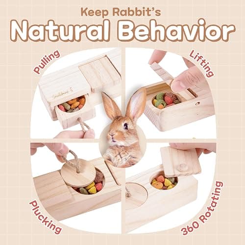 SoulThink® Interactive Wooden Pet Rabbit Toys - Sniff n' Snack Bunny Chew Toys for Rabbit Treats, Suited as Guinea Pig, Hamster for Boredom, Bunny Toys for Rabbits Keep Busy (2 Sets) thumbnail 5