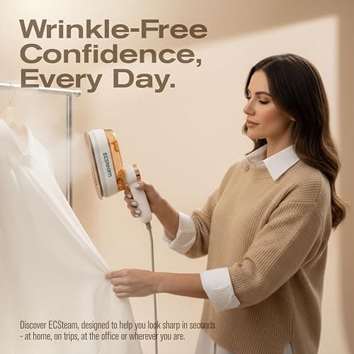 ECSteam Steamer for Clothes & Iron 2 in 1, Portable Clothes Steamer Handheld & Travel Steam Iron for Clothes, 1200W 20s Fast Heat-Up, Foldable Design, 180ml Tank, 23 Min Steam, 120V Wrinkle Remover thumbnail 8
