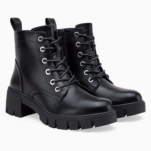 Vepose Women's Lace-Up Combat Ankle Boots with Chunky Platform Heel | Comfortable military-style booties, side zipper and memory foam insole, for city days, concerts and relaxed fall outfits thumbnail 5