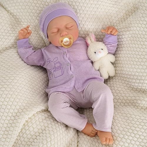 JIZHI Reborn Dolls 20 inch Softness Body Lifelike-Newborn Baby Dolls Sleeping dolls girls with Clothes and Toy Accessories Gift for Kids Age 3+,Purple thumbnail 2