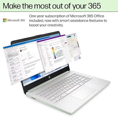 HP 14 Laptop Student Business 2025 Flagship Computer, AI Copilot, 4-Core 13th Gen Intel CPU, 16GB RAM 628GB Storage (128GB UFS+ 500GB Ext), 1-Yr Office 365, Long Battery HubxcelAccessory Win 11S Green thumbnail 4
