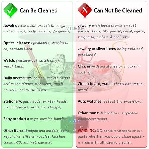 Ultrasonic Jewelry Cleaner, Sonic Eyeglasses Cleaner, Silver Jewelry Cleaner with Degas Function, Cosmetic Brush and Watch Cleaner in 5 Time Mode, 110V30W Necklace and Ring Cleaner 40KHz 20oz (600ml) thumbnail 6