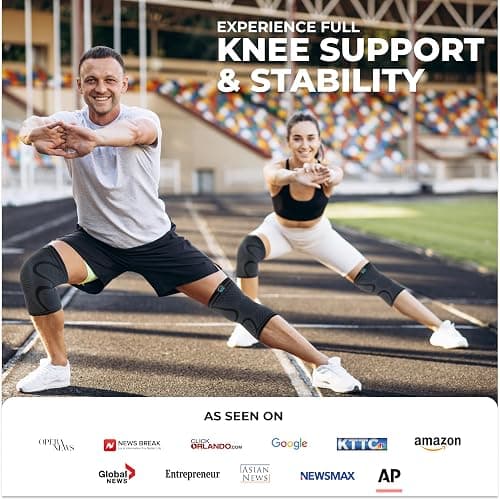 Modvel Compression Knee Brace for Women & Men, 2-Pack Knee Brace for Running Knee Pain, Knee Support Compression Sleeve, Workout Sports Knee Braces for Meniscus Tear, ACL & Arthritis Pain Relief thumbnail 3