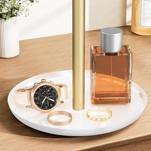 Jasopaco Gold Necklace Organizer Stand with Storage Tray - 12.6" Tall T-Shaped Jewelry Holder Stand for Bracelets, Earrings, Rings | Stylish Home & Vanity Décor for Women. thumbnail 5