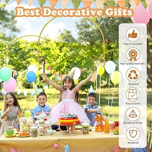 DDMY Arch Backdrop Stand, Gold Metal Balloon Arch Stand Set of 3 (7.2FT/6.6FT/6FT) for Wedding Ceremony Birthday Party Baby Shower Graduation Ceremony Photo Backdrop Other Occasions Decoration - Arch Stand (7.2FT/6.6FT/6FT) thumbnail 6