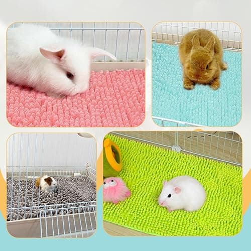 Agolctry 8 Pcs Guinea Pig Liner Washable Rabbit Cage Liner 16x12 Inch Guinea Pig Fleece Mats Reusable Bedding Pee Pads for Small Animals, Bunny (Gray, Green, Pink, Blue) thumbnail 3