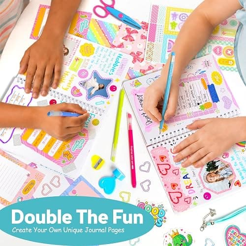 Axirata 2-Pack DIY Journal Kit for Girls 6-8-14 Year Old Scrapbook Gifts | Art & Crafts Stationery Set, Scrapbook & Diary Supplies Toy Journal Set for Tween & Teen Girls Birthday Christmas Gift (Blue) thumbnail 4