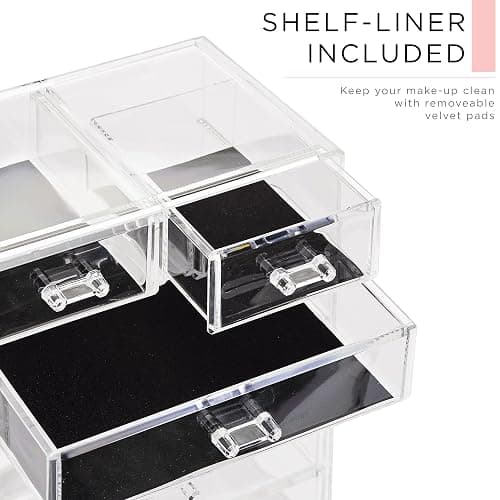 Sorbus Acrylic Makeup Organizer Set, 6-Drawer Vanity & Countertop Cosmetic Storage with Small & Wide Compartments, Clear Makeup Storage for Brushes, Jewelry – Holiday Gift for Women & Teens thumbnail 6