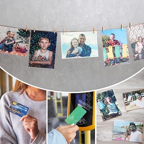 YBEATY 200 Pcs Laser Flashing Holographic Photo Card Sleeves Love Heart-Shape Transparent Waterproof Trading Card Protective Cover for Photo Card(Starry Sky Style) thumbnail 7