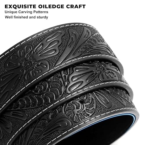 BELTROAD Western Leather Belt Strap for Men Women Cowboy Cowgirl Leather Mens Belts for Jeans Birthday Christmas Belt Gifts thumbnail 2