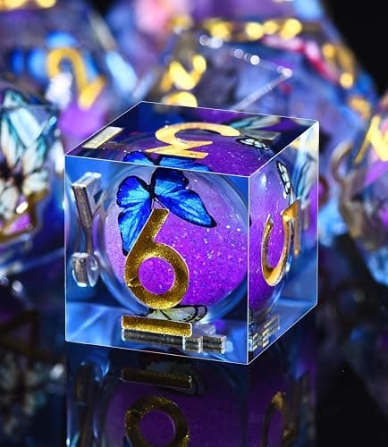 AUSTOR 7-Die Liquid Core Butterfly Dice Glow in The Dark Dice | Sharp Edge Polyhedral Dice, for Dungeons and Dragons RPG, MTG, Table Games thumbnail 2