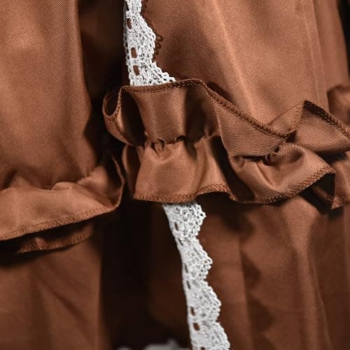 GYATSOCYG Girls Lolita Princess Dress Kawaii Long Sleeve Chiffon Skirt Cute Girl Dress Brown thumbnail 4