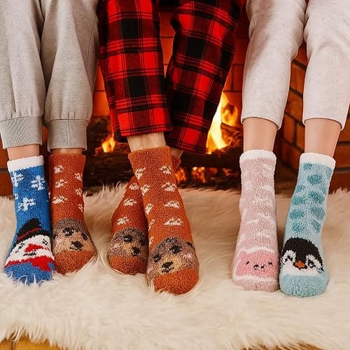 Yearntown 8 Pair Fuzzy Sock for Women Unisex Cozy Fluffy Soft Sleep Socks for Winter Sports Outdoor Christmas Gifts thumbnail 9