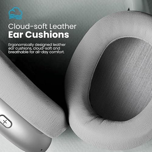 Wentronic Y01 Wireless Over Ear Headphones, Noise Canceling Bluetooth 5.3 Headphones with Microphones,Hi-Res Audio,48H Playtime,Foldable,Breathable Soft Earpads for iOS/Android/Samsung/PC-Silver thumbnail 3