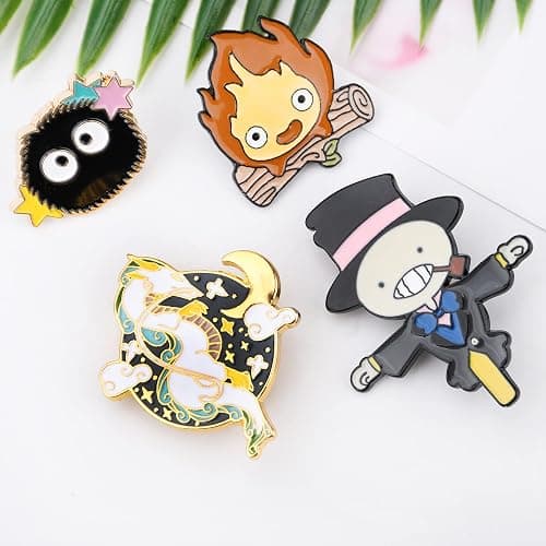 Pounchi Cute Calcifer Enamel Pins (4 Pcs) Anime Lapel Pin Office Supplies Cute Enamel Badge Gift for Bag Backpacks Teens thumbnail 7