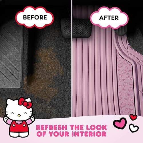 Hello Kitty Car Mats 4pc Floor Mats for Cars Trucks SUVs Pink Car Floor Mats for Women Men Accessories Rubber Heavy Duty Cute Non-Slip Always Front Rear Hello Kitty Cars Accessories Pink thumbnail 6
