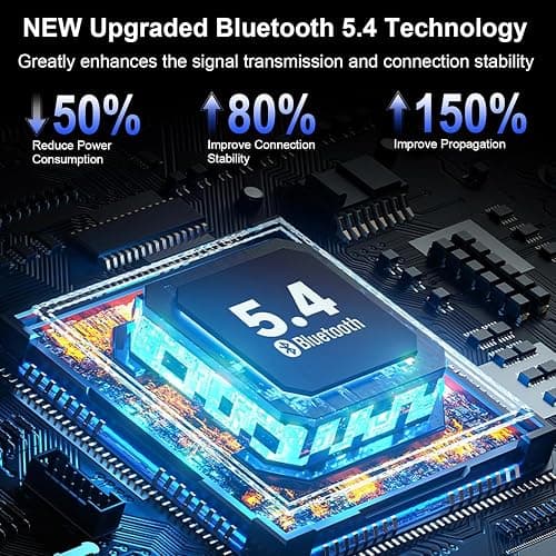 Wireless Earbuds, 2025 Bluetooth 5.4 Headphones Bass Stereo, Ear Buds with 4 Mics ENC Noise Cancelling, Bluetooth Earbuds 48H Playtime LED Display Charging Case, IP7 Waterproof in Ear Earphones Black thumbnail 2