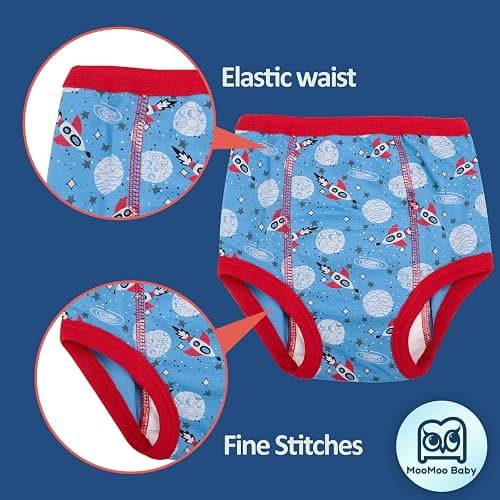 MooMoo Baby 8 Packs Potty Training Pants Cotton Absorbent Training Underwear for Toddler Boy and Girls 2T-9T thumbnail 5
