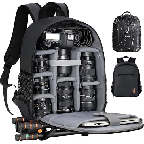 TARION Camera Backpack Bag Small - Professional DSLR Photography Case with 13 inch Laptop Compartment & Waterproof Rain Cover & Bottom Tripod Holder for Men Women Photographers - Black TB-S - Image 1