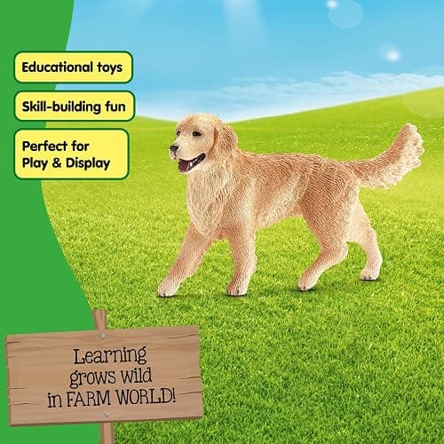 schleich Farm World - 3” Female Golden Retriever Figurine - Realistic Barnyard Dog Figure for Screen-Free Play - Farm Animal Educational Toy for Toddlers - Boys and Girls Ages 3+ | 16395 thumbnail 5